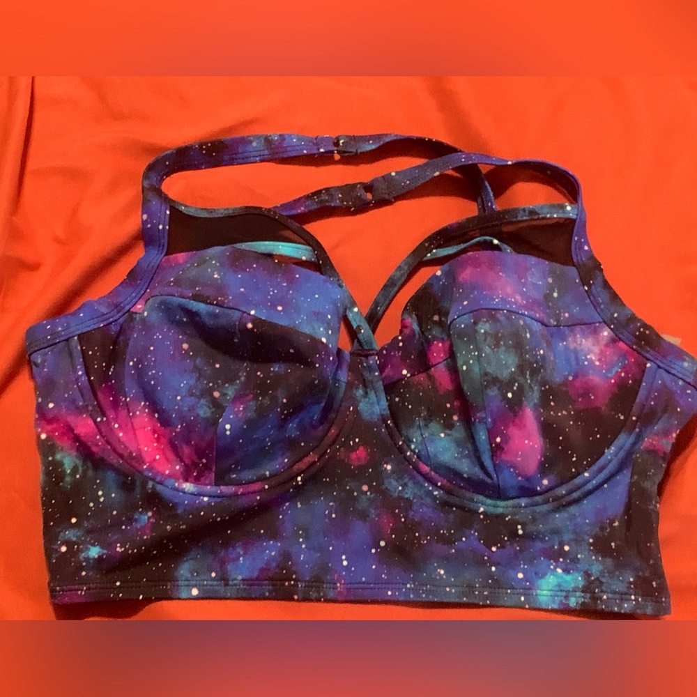 Torrid Longline Celestial Galaxy Space Print Swim Bikini Top size 0